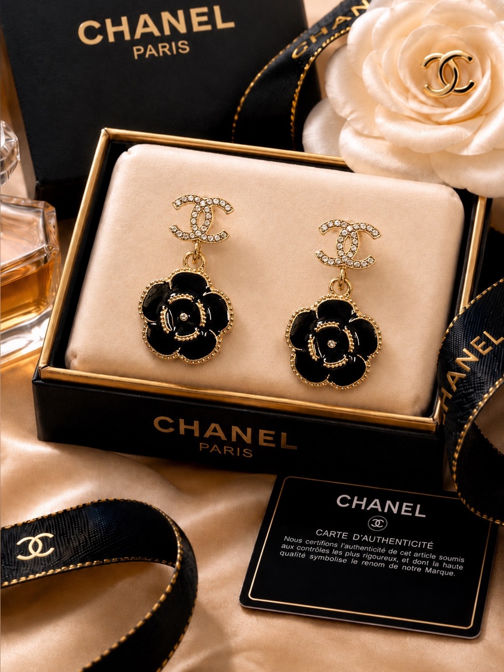 Beautiful drop crystal flower earrings